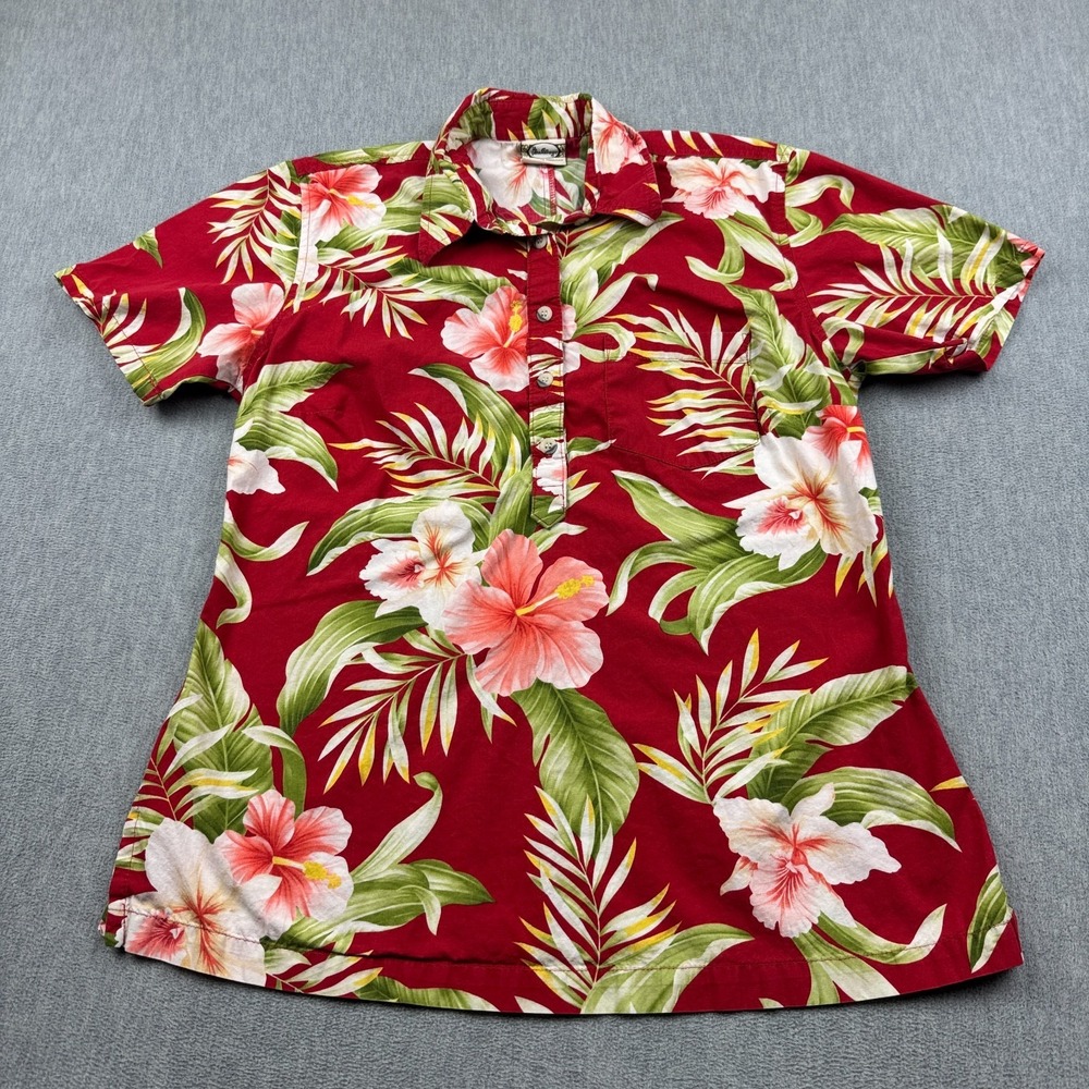 Vintage Go Barefoot Shirt Women Small Floral 1/2 Button Pullover‎ Made In USA